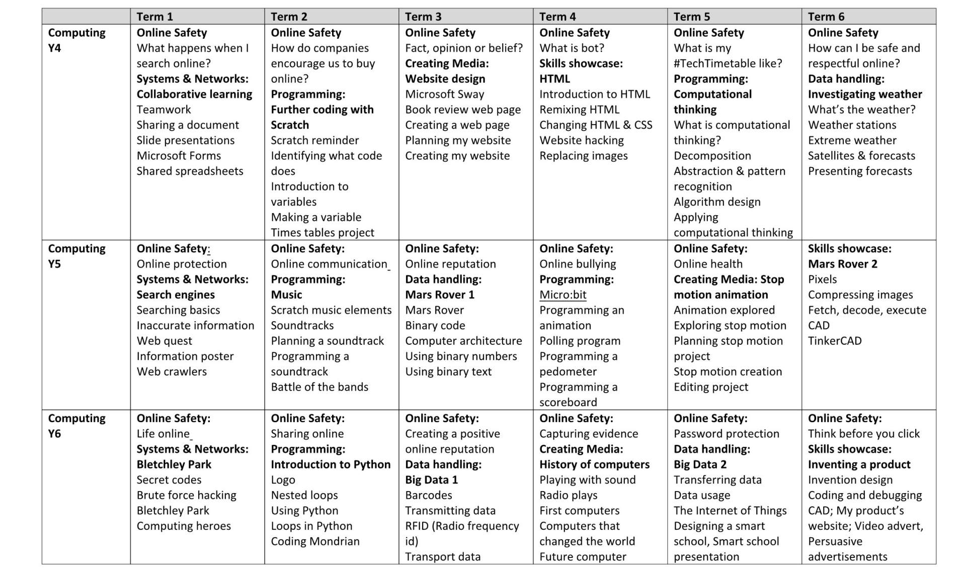 Y1-6 Curriculum Long Term Plan 15