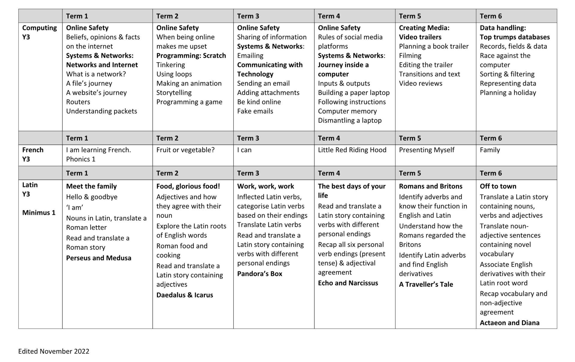 Y3 Long Term Curriculum Plan 5